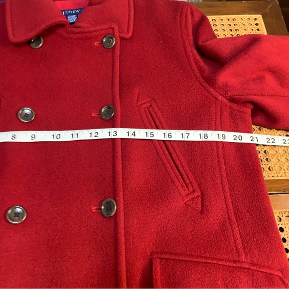 J Crew wool and cashmere jewel red coat jacket, double breasted 8 button front - Picture 10 of 13